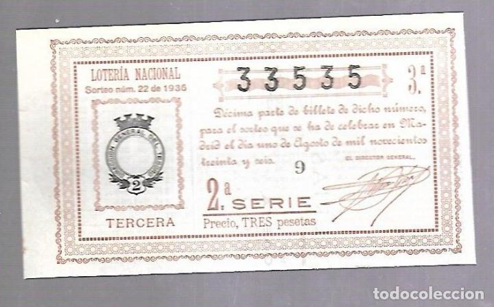 Loterie Nationale: LOTERIA NACIONAL. SORTEO N&ordm; 22 DE 1936. MADRID. VER