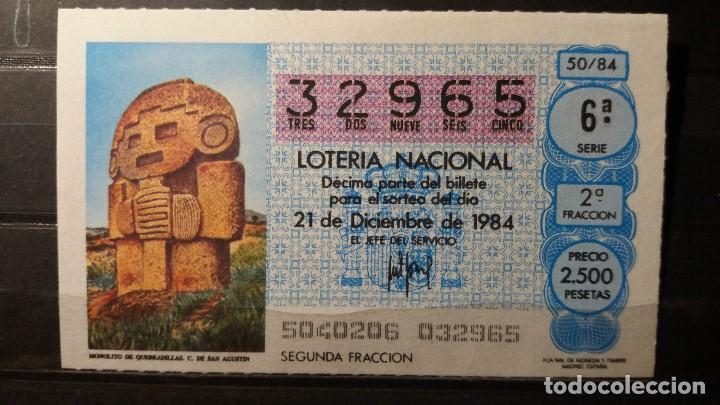 Loter&iacute;a Nacional: L. Nacional 21 de Diciembre 1984. Sorteo 50/84. M. Quebradillas. C. de San Agust&iacute;n. N&ordm; 32965.