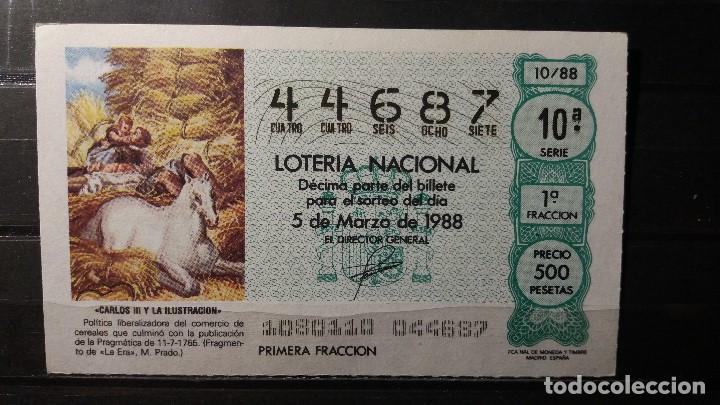 Loter&iacute;a Nacional: Decimo Loteria Nacional 5 de Marzo 1988. Sorteo 10/88. Fragmento de la Era (Museo del Prad. N&ordm; 44687