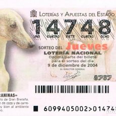 Lotería Nacional: RAZAS CANINAS, WHIPPET, LOTERIA NACIONAL DEL 9-12-2004