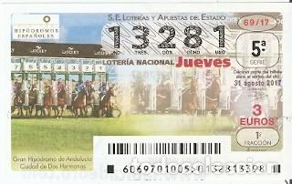 Lotteria Nationale Spagnola: Loter&iacute;a Jueves, sorteo n&ordm; 69 de 2017. Hip&oacute;dromos. Dos Hermanas. ref. 10-17-69