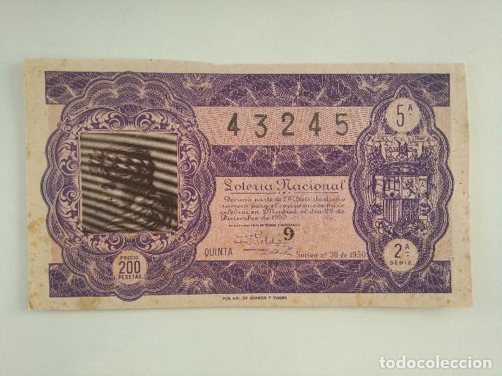 Nationale spanische Lotterie: LOTERIA 22 DICIEMBRE 1950 SORTEO 36