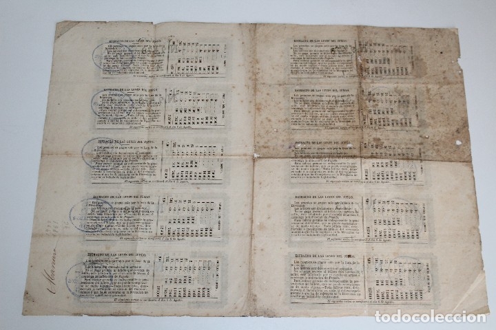 Loteria Nacional 1861 Hoja De 10 Decimos Sorte Sold Through