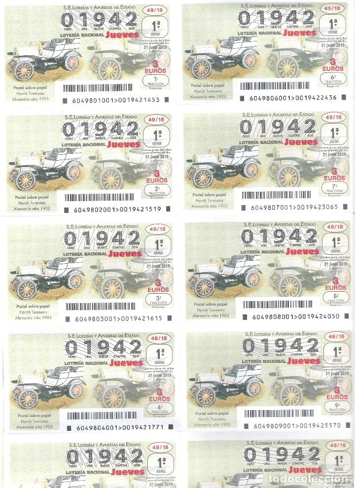 Nationale spanische Lotterie: 1 BILLETE LOTERIA DEL JUEVES - 21 JUNIO 2018 - 49/18 COCHES VEHICULOS ANTIGUOS HORCH TONNEAU