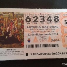 Lotería Nacional: LOTERÍA NACIONAL, SORTEO SABADOS, AÑO 2014, COMPLETO, BIEN