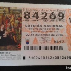 Lotería Nacional: LOTERÍA NACIONAL, SORTEO SABADOS, AÑO 2014, COMPLETO, BIEN