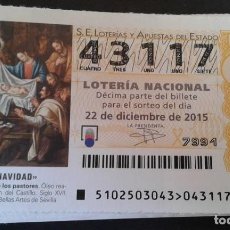 Lotería Nacional: LOTERÍA NACIONAL, SORTEO SABADOS, AÑO 2015, COMPLETO, BIEN