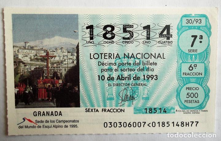Loter&iacute;a nacional: Loter&iacute;a Nacional. 1993. 30 Granada: Sede campeonatos del Mundo de esqu&iacute; Alpino. Fecha: 10 abril.
