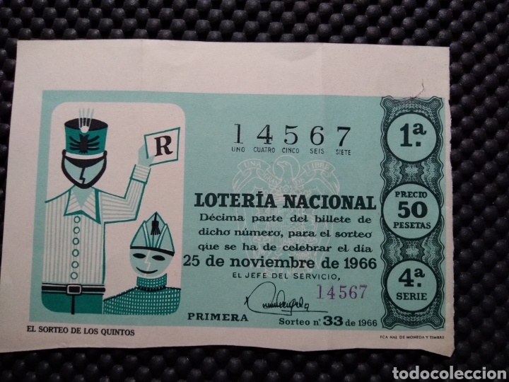 Lotteria Nationale Spagnola: LOTERIA NACIONAL 1966 EL SORTEO DE LOS QUINTOS .- SORTEO N&ordm; 33