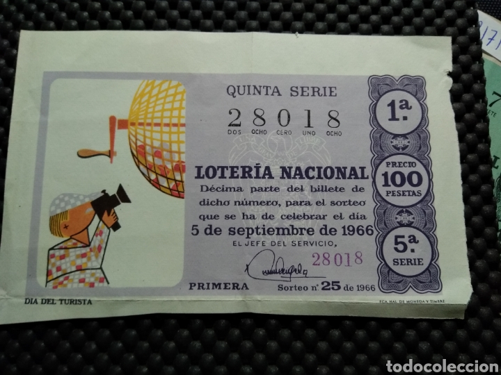 Lotteria Nationale Spagnola: LOTERIA NACIONAL 1966 DIA DEL TURISTA SORTEO N&ordm; 25