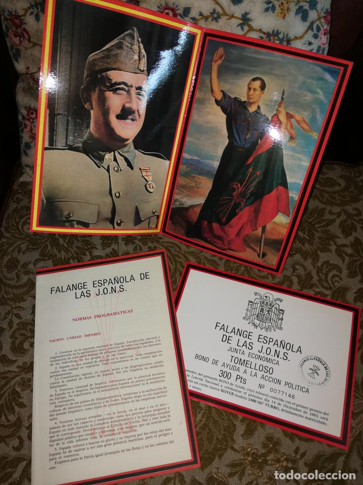 Loter&iacute;a Nacional: LOTERIA FALANGE ESPA&Ntilde;OLA JOSE ANTONIO Y FRANCO. A&Ntilde;O 1985. DIPTICO. TOMELLOSO. DIVISION AZUL.