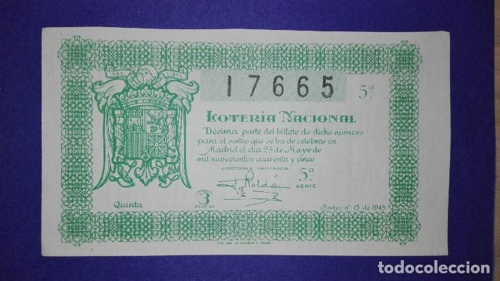Loter&iacute;a nacional: decimo de 1945 sorteo 15 - Foto 1