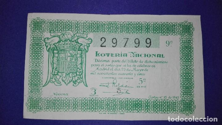 Loter&iacute;a nacional: decimo de 1945 sorteo 15 - Foto 1