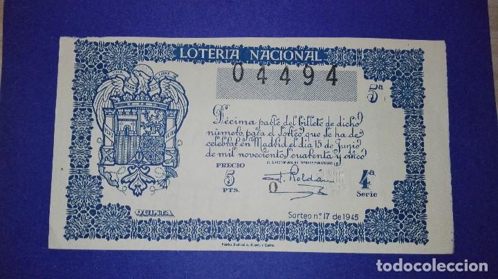 Loter&iacute;a nacional: decimo de 1945 sorteo 17 - Foto 1
