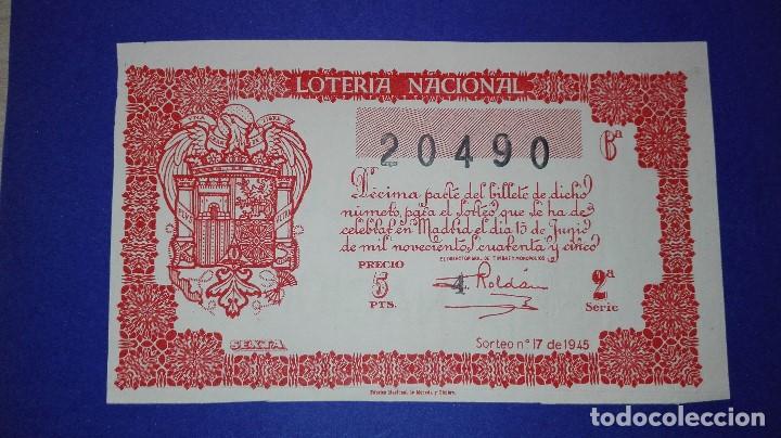 Loter&iacute;a nacional: decimo de 1945 sorteo 17 - Foto 1