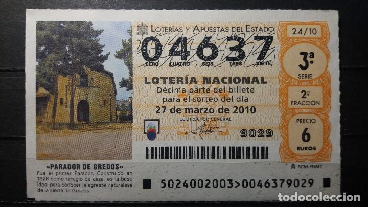 Loter&iacute;a Nacional: Loteria Nacional 25 Marzo 2010. Sorteo 24/10. Parador de Gredos. Sierra de Gredos. N&ordm; 04637.