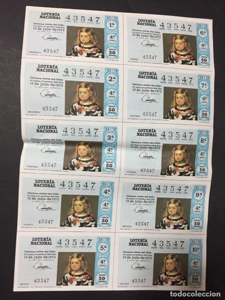 Loter&iacute;a nacional: HOJA PLIEGO BILLETE SERIE LOTERIA NACIONAL 15 DE JULIO 1972 VELAZQUEZ LA INFANTA MARGARITA 43547
