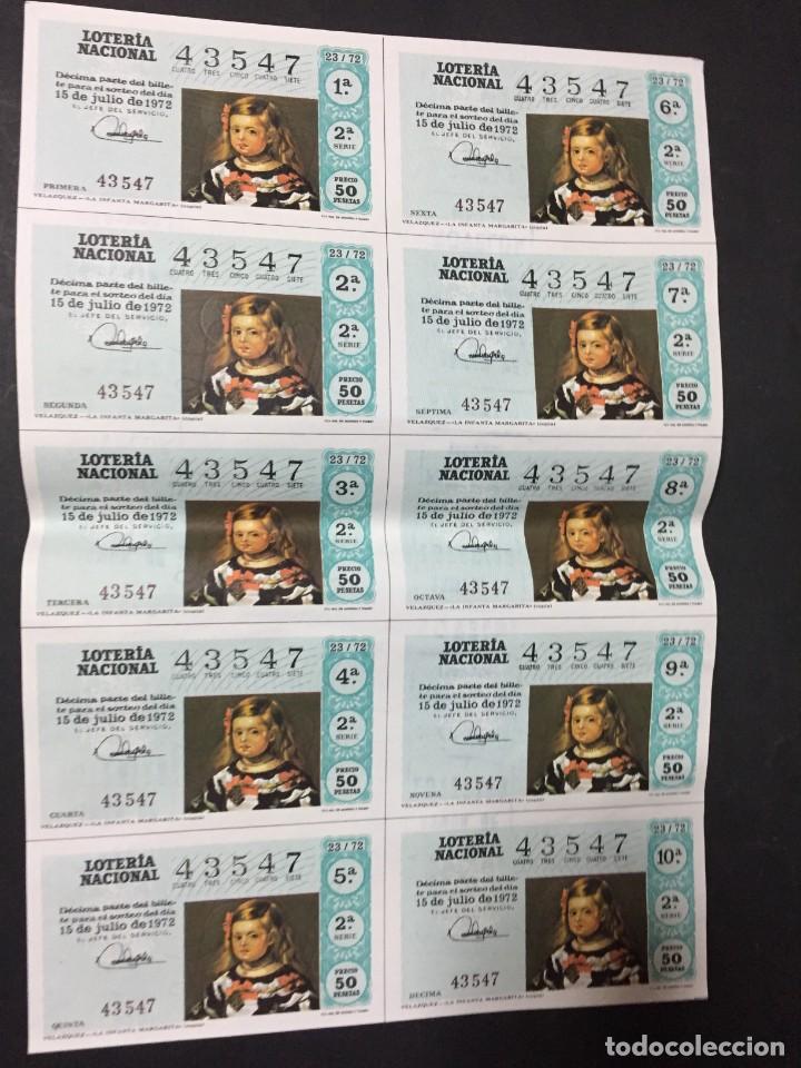 Loter&iacute;a Nacional: HOJA PLIEGO BILLETE SERIE LOTERIA NACIONAL 15 DE JULIO 1972 VELAZQUEZ LA INFANTA MARGARITA 43547
