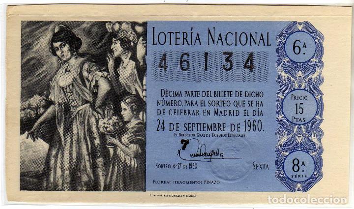 Lotteria Nationale Spagnola: PRECIOSO DECIMO DE LOTERIA NACIONAL - MADRID 24 DE SEPTIEMBRE DE 1960 - SORTEO 27