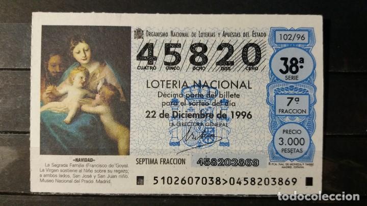 Loter&iacute;a Nacional: L. Nacional. Sagrada Familia. Museo del Prado. Sorteo 101/96. 22 de Diciembre de1996. N&ordm; 45820