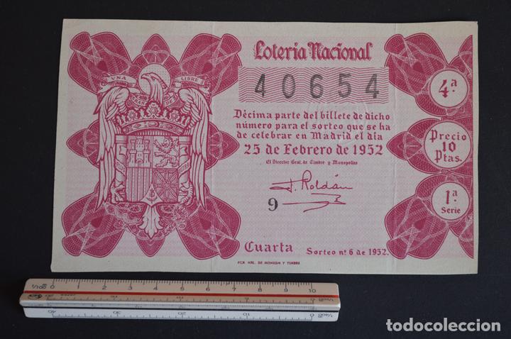 Nationale spanische Lotterie: Loter&iacute;a Nacional. Sorteo n&ordm; 6. 25 de febrero de 1952. romanjuguetesymas