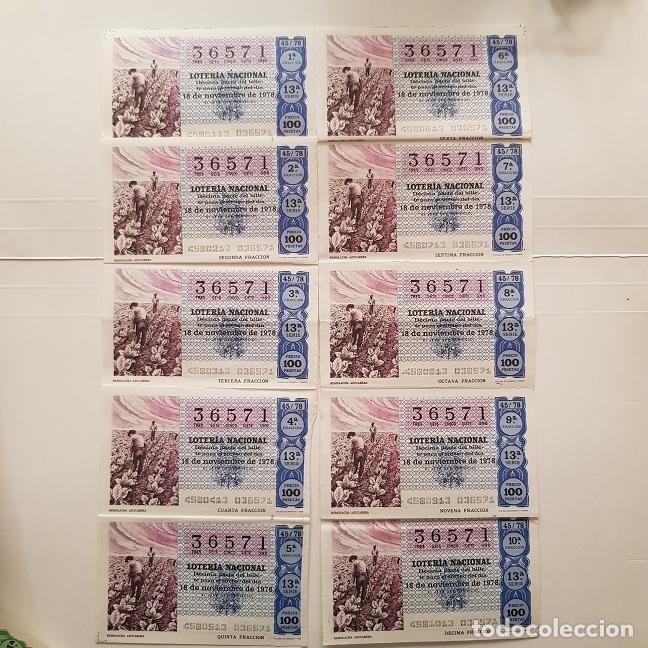 Nationale spanische Lotterie: BILLETE LOTER&Iacute;A NACIONAL, SORTEO 45/78, 18 NOVIEMBRE 1978, REMOLACHA AZUCARERA, N&ordm; 36571