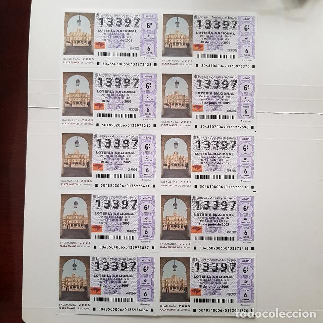 Nationale spanische Lotterie: BILLETE LOTER&Iacute;A NACIONAL, SORTEO 48/05, 2005, SALAMANCA PLAZA MAYOR EUROPA, N&ordm; 13397, LEER