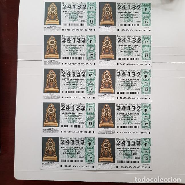 National Spanish Lottery: BILLETE LOTER&Iacute;A NACIONAL, SORTEO 80/05, 2005, RELOJ DE SOBREMESA, N&ordm; 24132, LEER