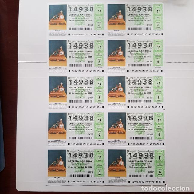 National Spanish Lottery: BILLETE LOTER&Iacute;A NACIONAL,SORTEO 94/05, 2005,RELOJ DE SOBREMESA, N&ordm; 14938