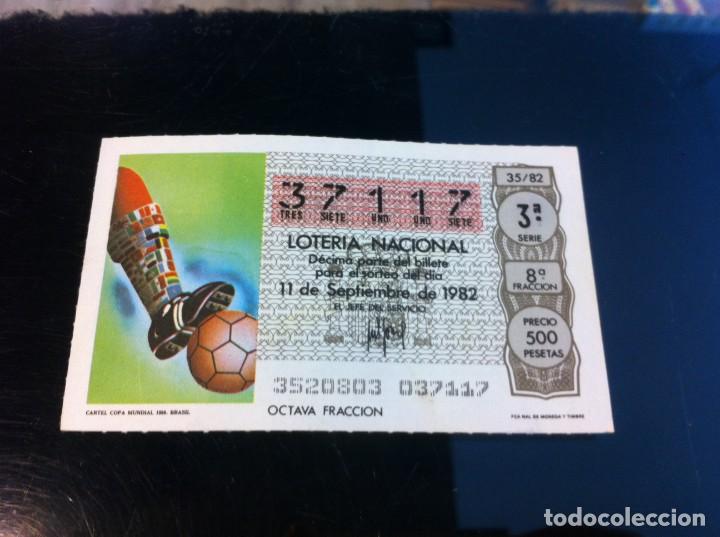 Loter&iacute;a nacional: D&Eacute;CIMO DE LOTER&Iacute;A NACIONAL (CARTEL COPA MUNDIAL, 1950, BRASIL) 1982. F&Uacute;TBOL