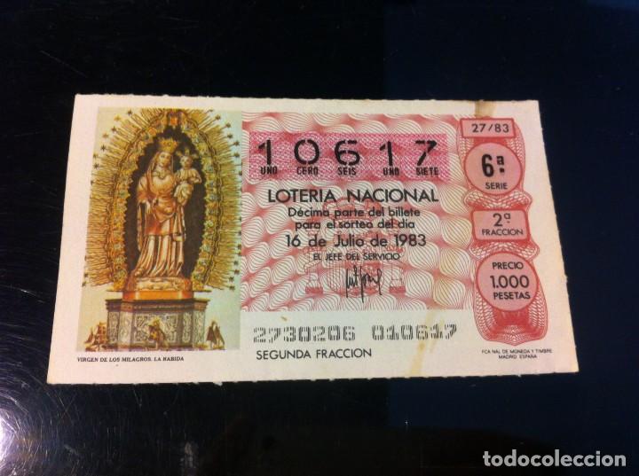 Nationale spanische Lotterie: D&Eacute;CIMO DE LOTER&Iacute;A NACIONAL (VIRGEN DE LOS MILAGROS. LA RABIDA) 1983