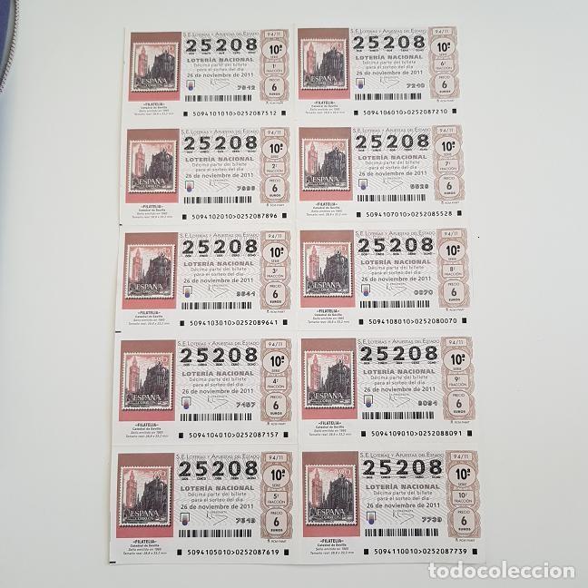 Lotteria Nationale Spagnola: BILLETE LOTER&Iacute;A NACIONAL, SORTEO 94/11, 2011, FILATELIA-CATEDRAL DE SEVILLA, N&ordm; 25208