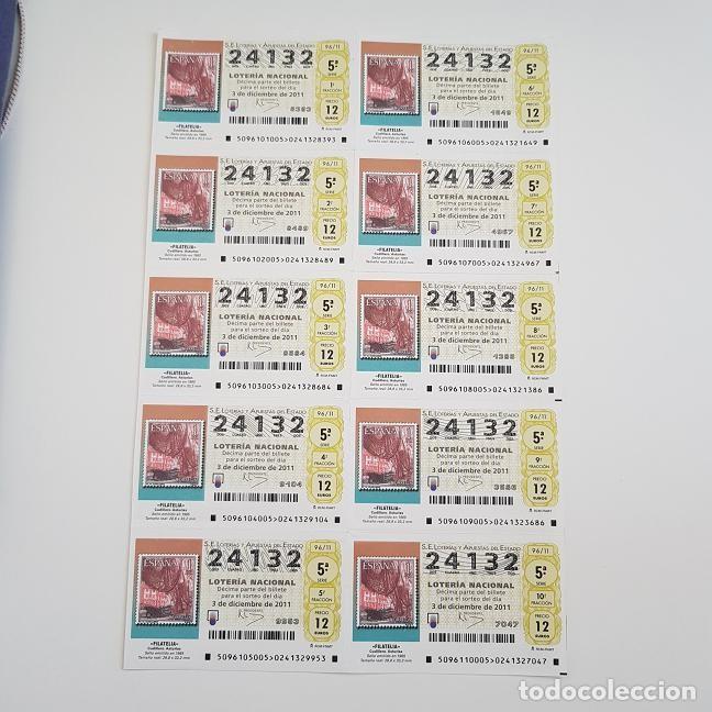 Lotteria Nationale Spagnola: BILLETE LOTER&Iacute;A NACIONAL, SORTEO 96/11, 2011, FILATELIA-CUDILLERO, ASTURIAS, N&ordm; 24132