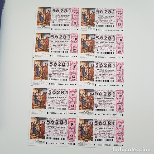 Lotteria Nationale Spagnola: BILLETE LOTER&Iacute;A NACIONAL, SORTEO 2/12, 6 ENERO 2012, ELNI&Ntilde;O, N&ordm; 56281