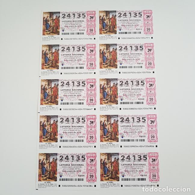 Lotteria Nationale Spagnola: BILLETE LOTER&Iacute;A NACIONAL, SORTEO 2/12, 2012, ELNI&Ntilde;O, N&ordm; 24135