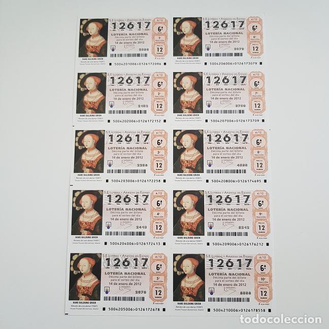 Lotteria Nationale Spagnola: BILLETE LOTER&Iacute;A NACIONAL, SORTEO 4/12, 2012, HANS BALDUNG GRIEN, N&ordm; 12617
