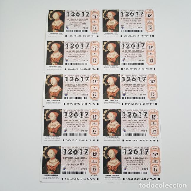 Lotteria Nationale Spagnola: BILLETE LOTER&Iacute;A NACIONAL, SORTEO 4/12, 2012, HANS BALDUNG GRIEN, N&ordm; 12617