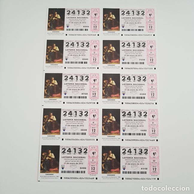 Lotteria Nationale Spagnola: BILLETE LOTER&Iacute;A NACIONAL, SORTEO 6/12, 2012, SANTA CATALINA, CARAVAGGIO, N&ordm; 24132