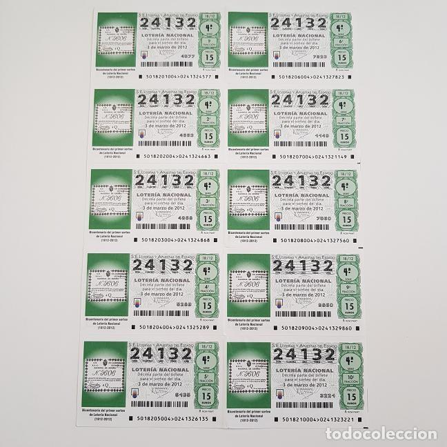 Loterie Nationale: BILLETE LOTER&Iacute;A NACIONAL, SORTEO 18/12, 2012, BICENTENARIO LOTERIA NACIONAL, N&ordm; 24132