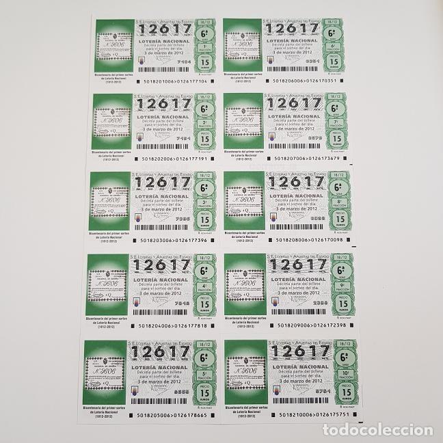 Loterie Nationale: BILLETE LOTER&Iacute;A NACIONAL, SORTEO 18/12, 2012, BICENTENARIO LOTERIA NACIONAL, N&ordm; 12617