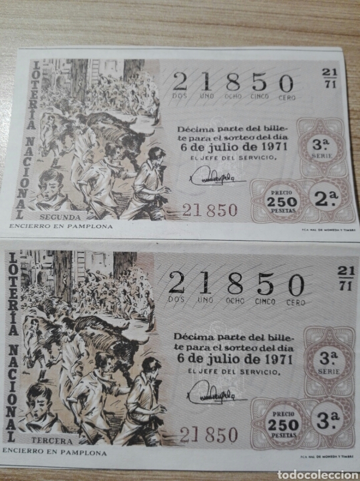 Nationale spanische Lotterie: loteria nacional 6 julio 1971 TAUROMAQUIA ENCIERRO DE PAMPLONA