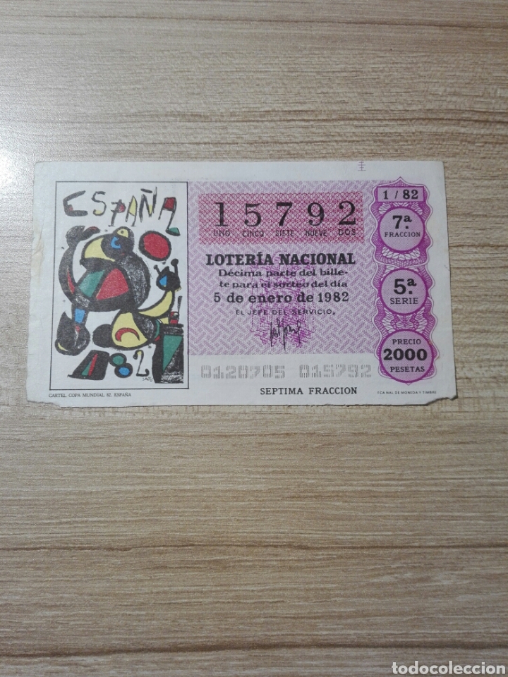 Loter&iacute;a nacional: loteria nacional 5 enero 1982 cartel copa mundial 82 ESPA&Ntilde;A