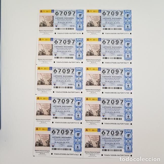 Loterie Nationale: BILLETE LOTER&Iacute;A NACIONAL, SORTEO 60/14, 2014, BIBLIOTECA NAC. MAPA AM&Eacute;RICA, N&ordm; 67097