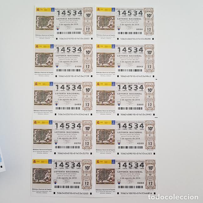 Loterie Nationale: BILLETE LOTER&Iacute;A NACIONAL, SORTEO 62/14, 2014, BIBLIOTECA NAC. NOVA HISPANIAE, N&ordm; 14534