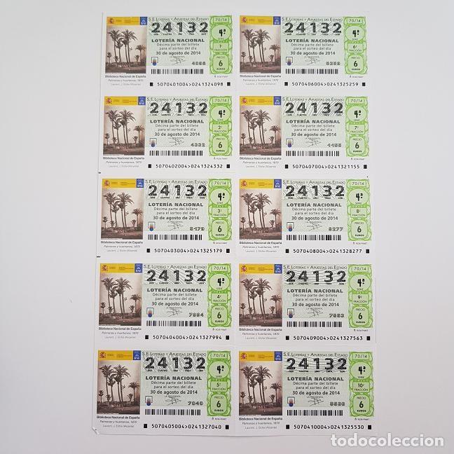 Loterie Nationale: BILLETE LOTER&Iacute;A NACIONAL, SORTEO 70/14, 2014, BIBLIOTECA NAC. PALMERAS , N&ordm; 24132
