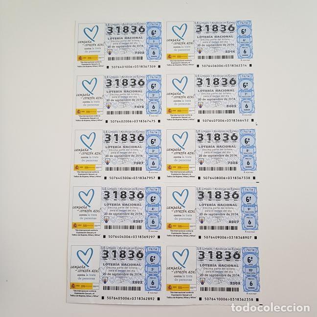 Loterie Nationale: BILLETE LOTER&Iacute;A NACIONAL, SORTEO 76/14, 2014, D&Iacute;A INT. CONTRA TRATA PERSONA, N&ordm; 31836
