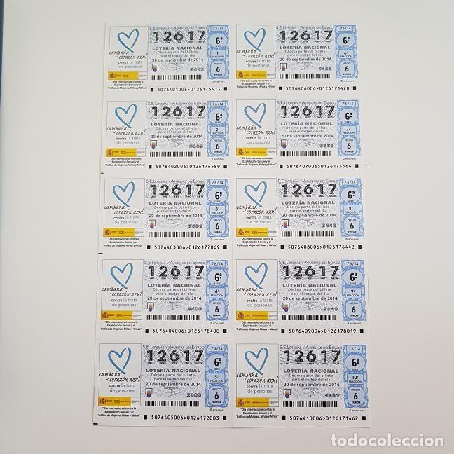Loterie Nationale: BILLETE LOTER&Iacute;A NACIONAL, SORTEO 76/14, 2014, D&Iacute;A INT. CONTRA TRATA PERSONA, N&ordm; 12617