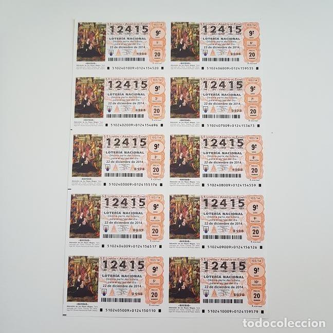 Loterie Nationale: BILLETE LOTER&Iacute;A NACIONAL, SORTEO 102/14, 2014, NAVIDAD, N&ordm; 12415