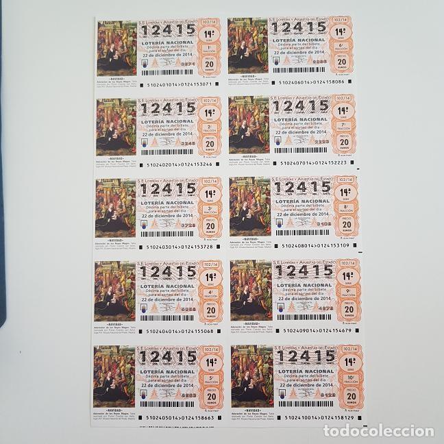 Loterie Nationale: BILLETE LOTER&Iacute;A NACIONAL, SORTEO 102/14, 2014, NAVIDAD, N&ordm; 12415
