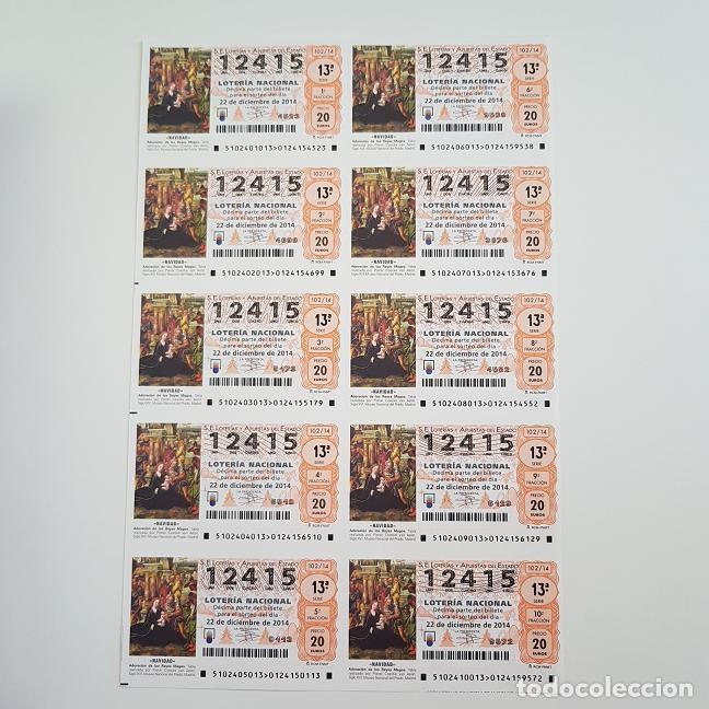 Loterie Nationale: BILLETE LOTER&Iacute;A NACIONAL,SORTEO 102/14, 2014,NAVIDAD, N&ordm; 12415